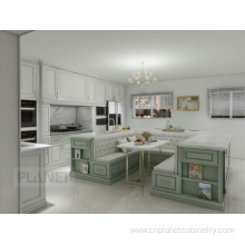 Italian contemporary solid wood light green kitchen cabinets